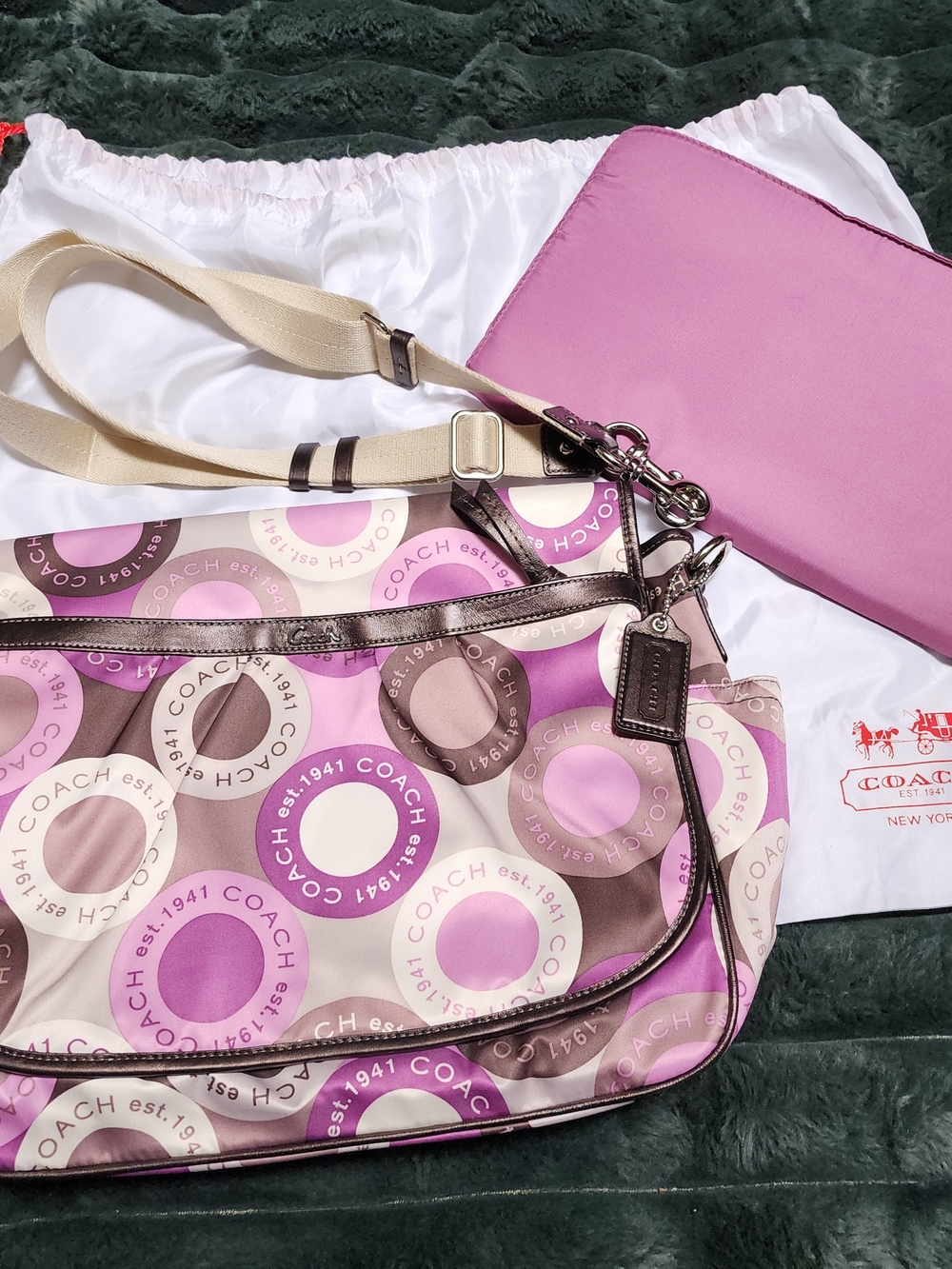 Coach Circular-Print Crossbody/Diaper Bag with Removable Strap
